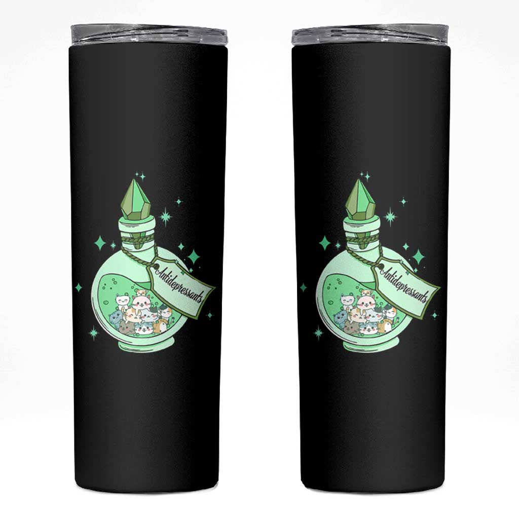 Mental Health Cat Lover Skinny Tumbler Antidepressants Cat Cute Pill