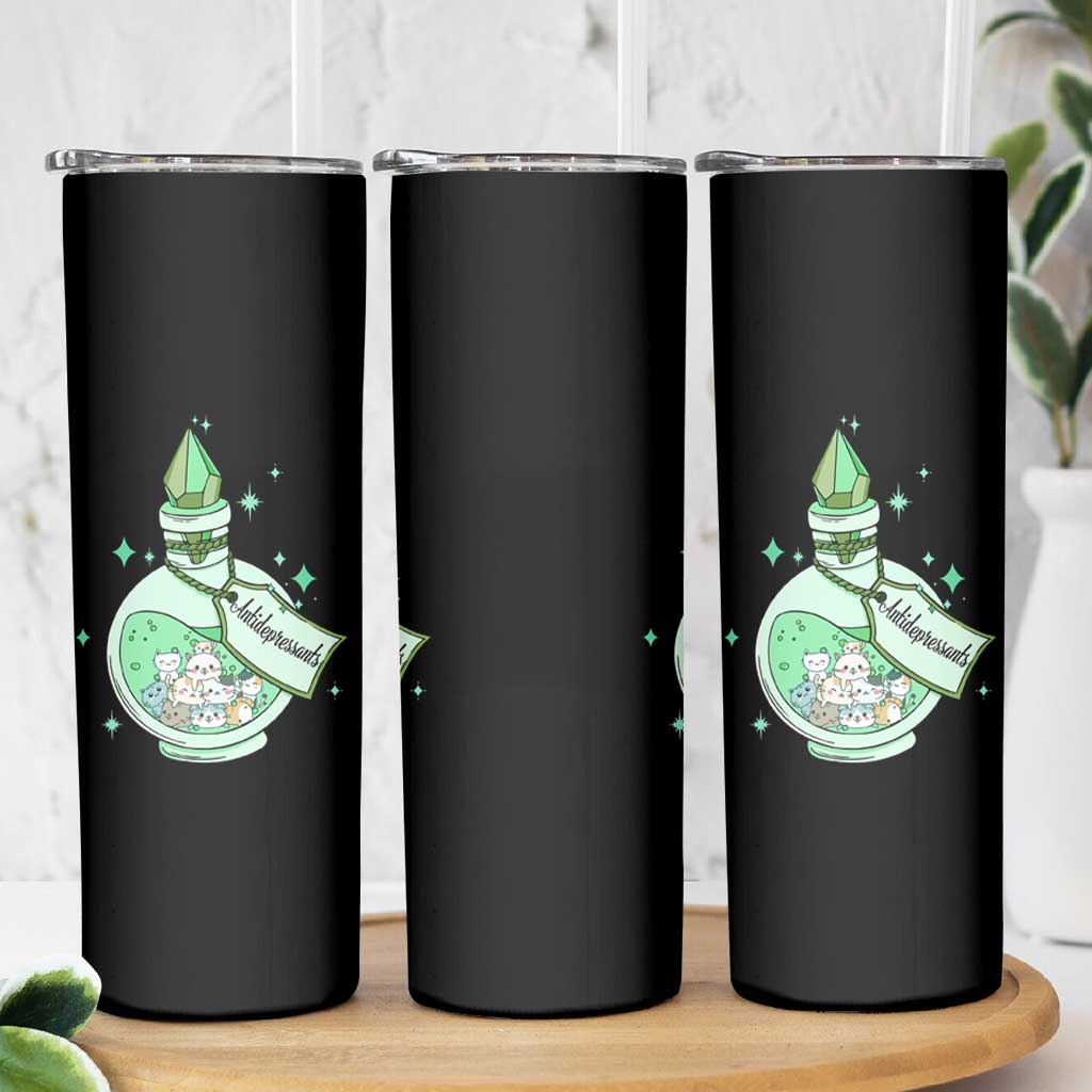 Mental Health Cat Lover Skinny Tumbler Antidepressants Cat Cute Pill
