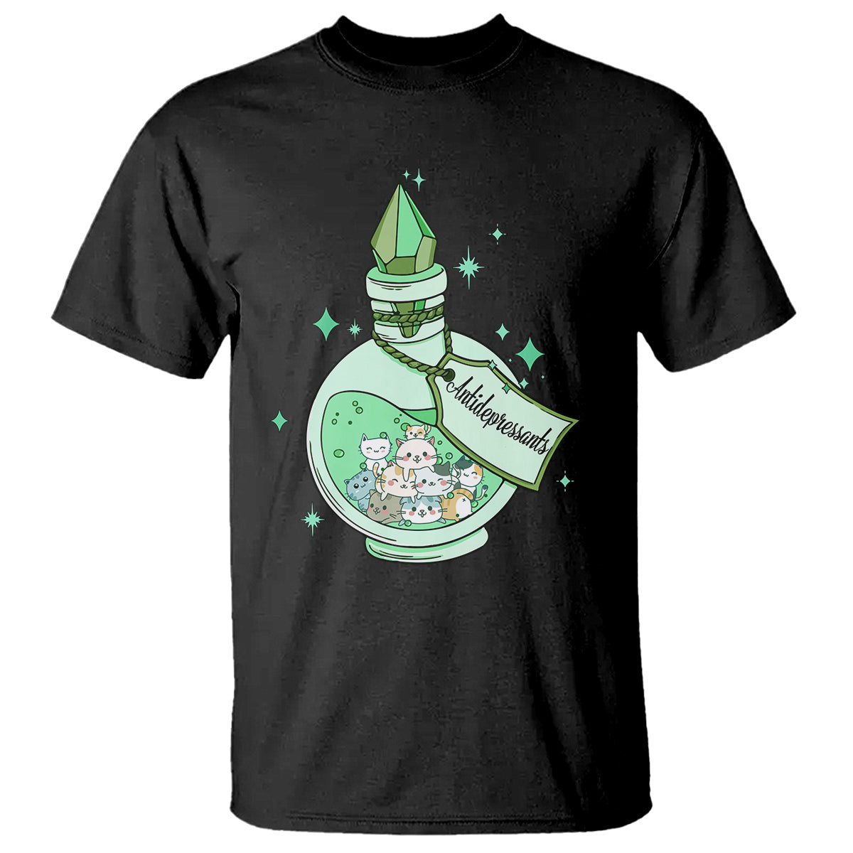 Mental Health Cat Lover T Shirt Antidepressants Cat Cute Pill - Wonder Print Shop