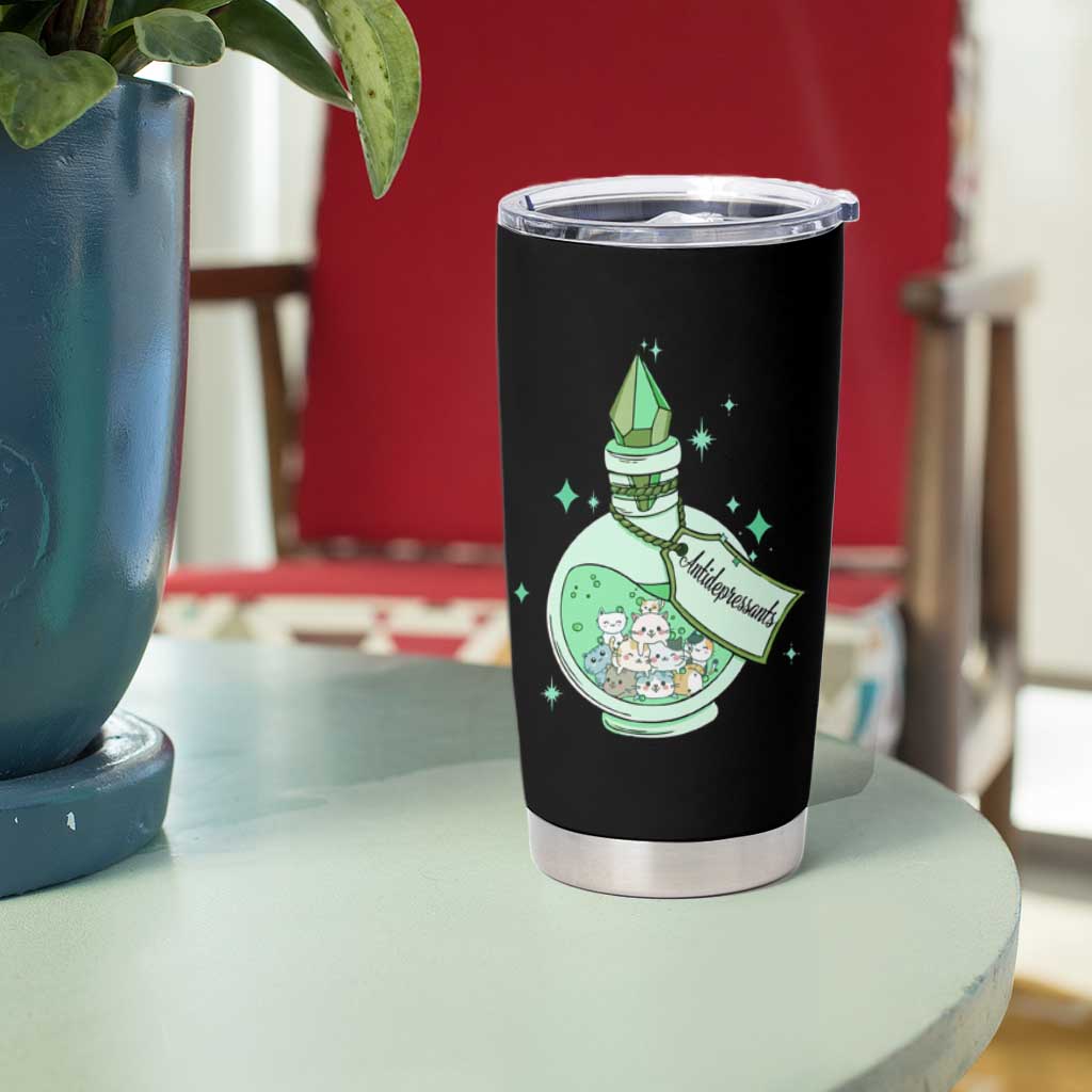 Mental Health Cat Lover Tumbler Cup Antidepressants Cat Cute Pill