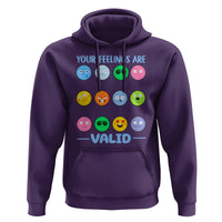 Mental Health Hoodie Your Feelings Are Valid Emotion Faces - Wonder Print Shop