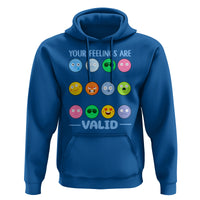Mental Health Hoodie Your Feelings Are Valid Emotion Faces - Wonder Print Shop