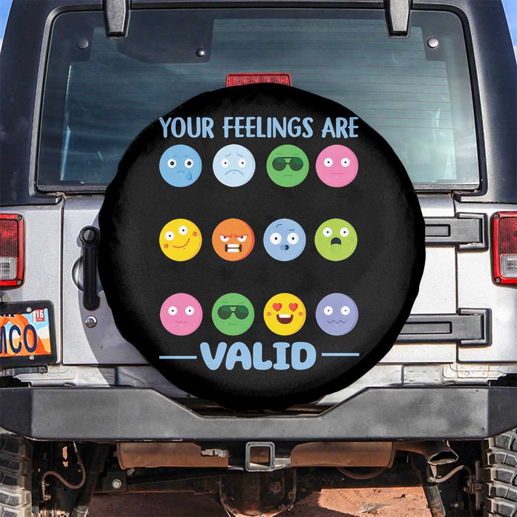 Mental Health Spare Tire Cover Your Feelings Are Valid Emotion Faces