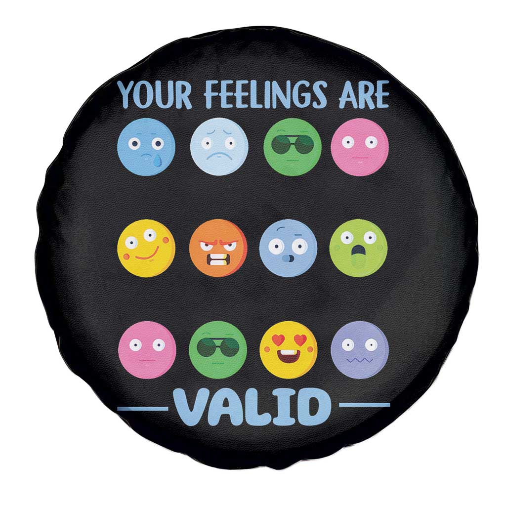 Mental Health Spare Tire Cover Your Feelings Are Valid Emotion Faces