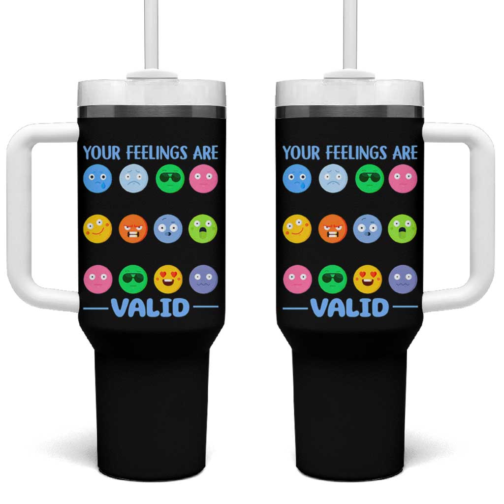 Mental Health Tumbler With Handle Your Feelings Are Valid Emotion Faces