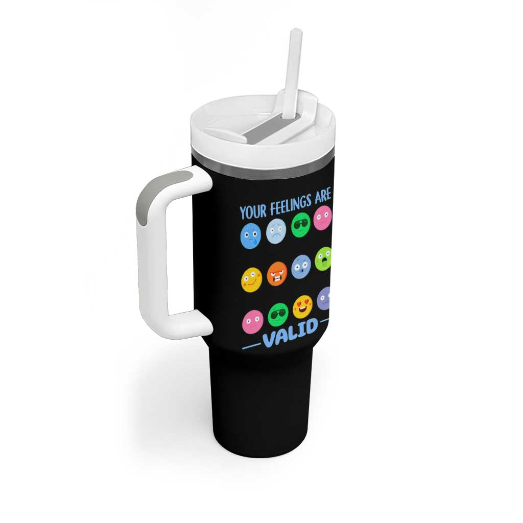 Mental Health Tumbler With Handle Your Feelings Are Valid Emotion Faces