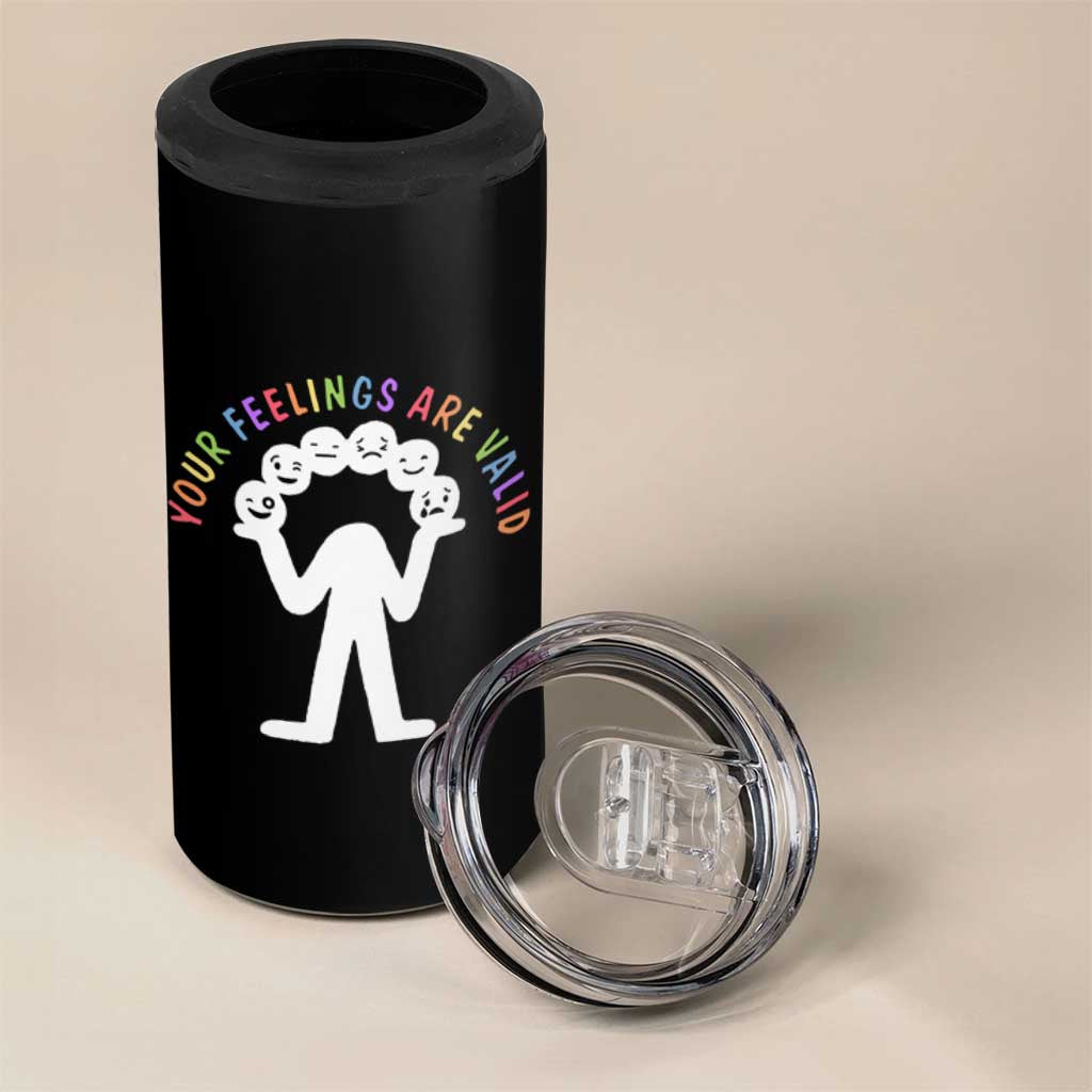 Your Feelings Are Valid Emotion Faces Mental Health 4 in 1 Can Cooler Tumbler