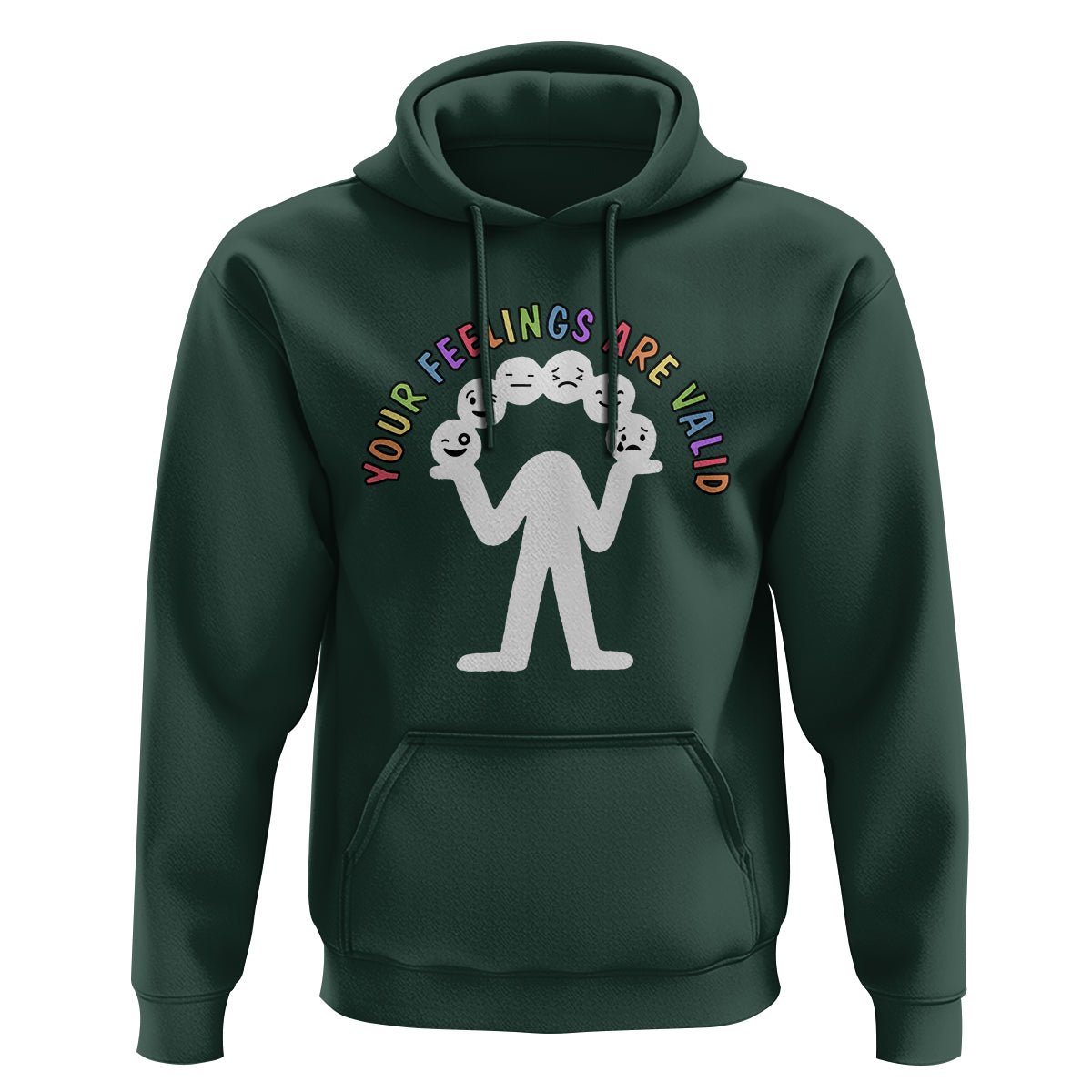 Mental Health Hoodie Your Feelings Are Valid Emotion Faces - Wonder Print Shop