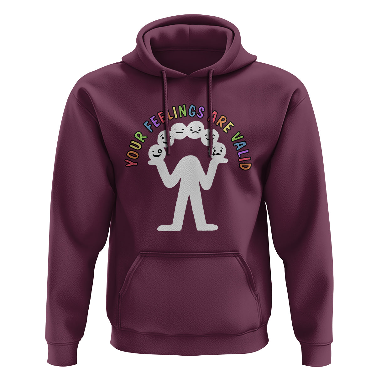 Mental Health Hoodie Your Feelings Are Valid Emotion Faces - Wonder Print Shop
