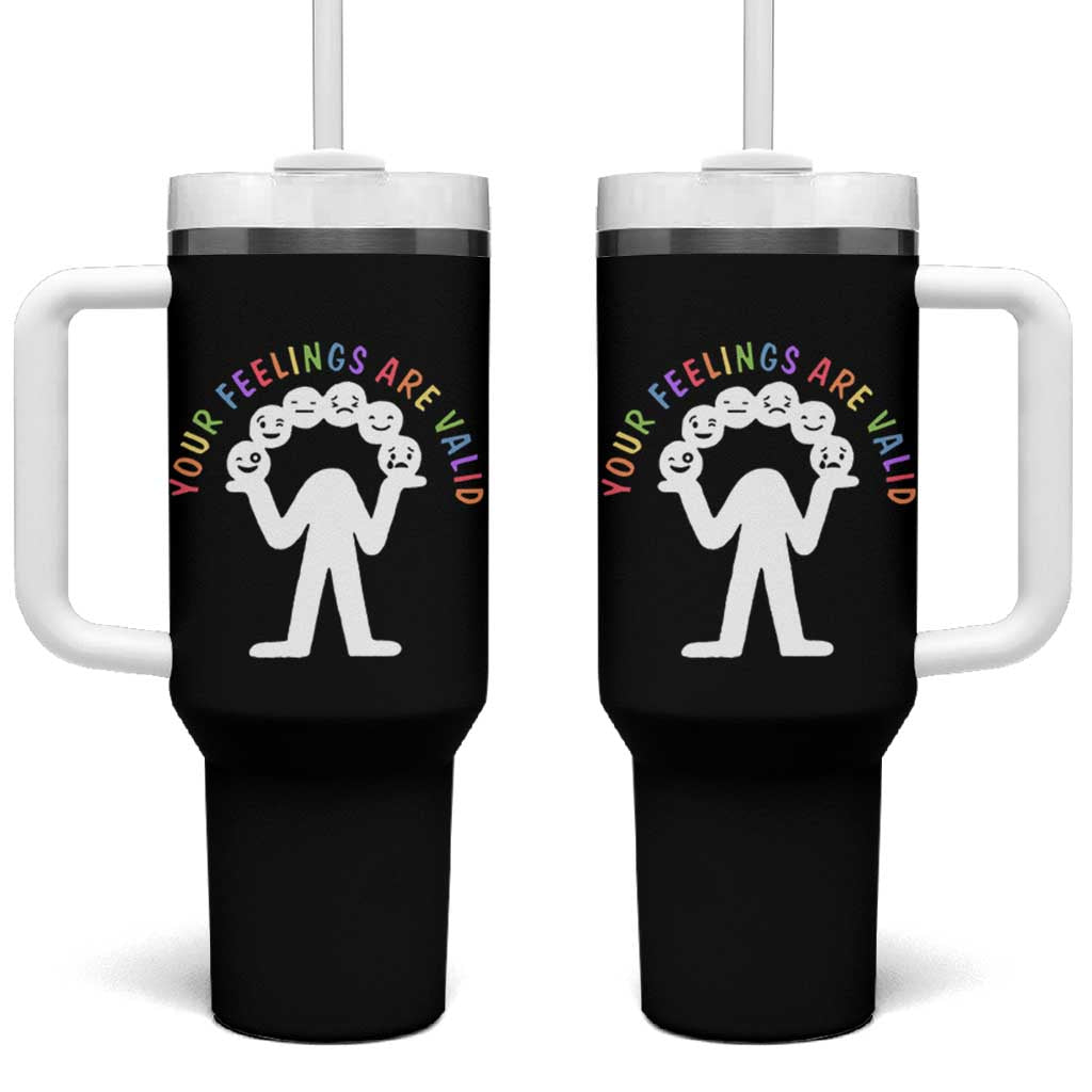 Your Feelings Are Valid Emotion Faces Mental Health Tumbler With Handle