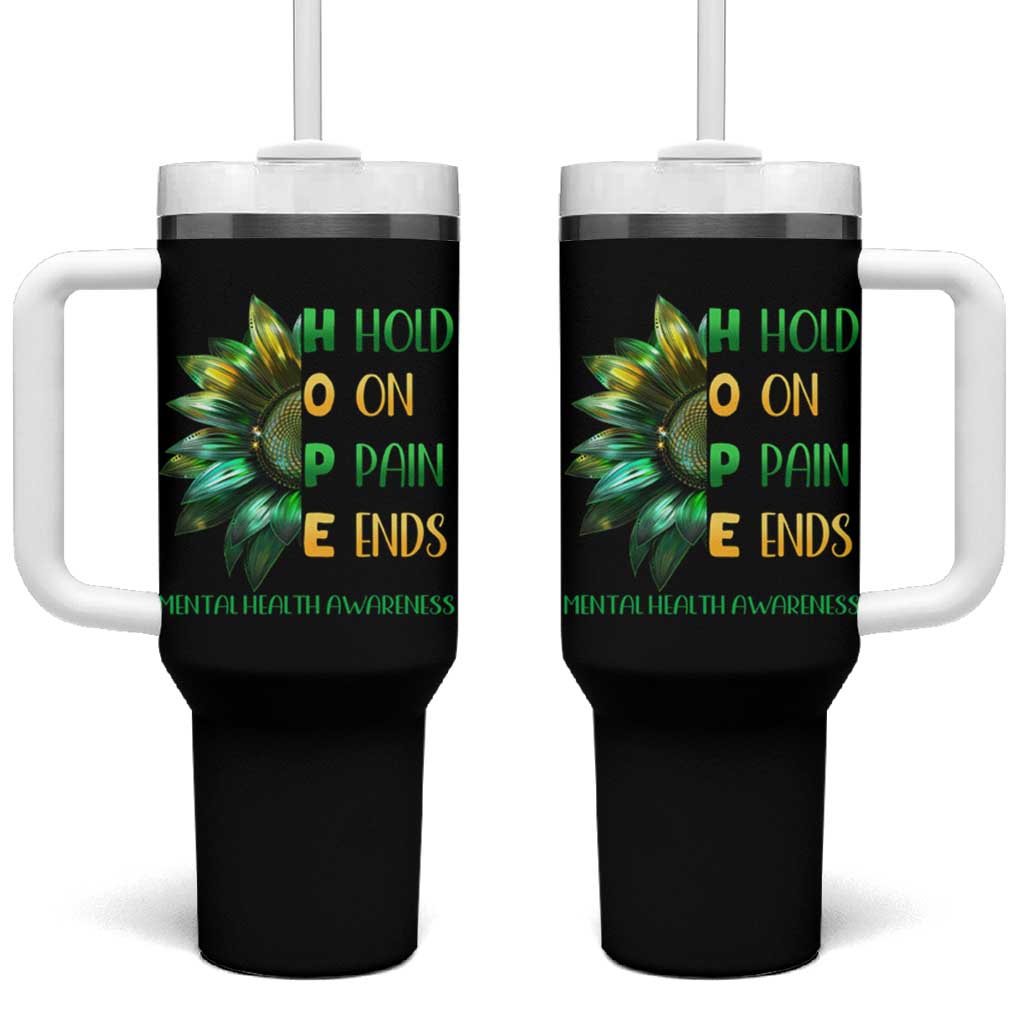 Mental Health Tumbler With Handle HOPE Hold On Pain Ends Suicide Prevention
