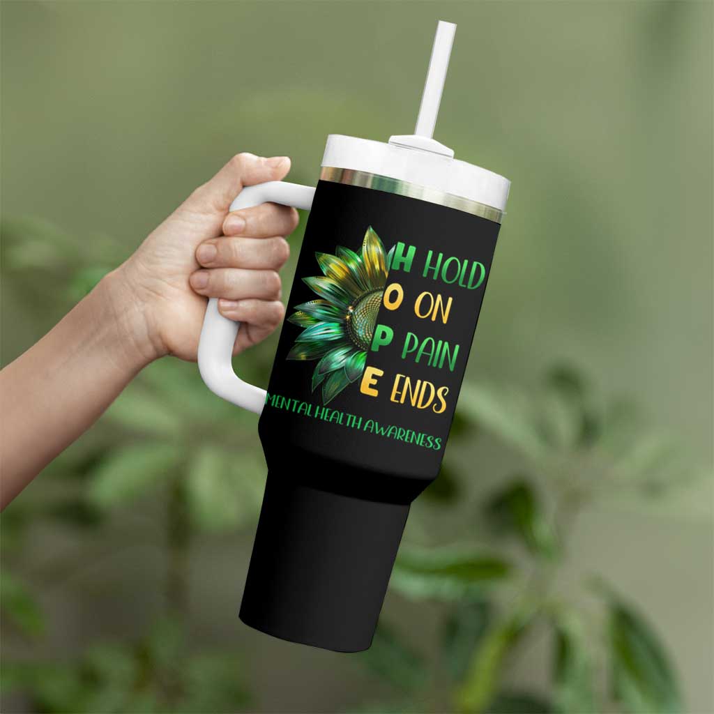 Mental Health Tumbler With Handle HOPE Hold On Pain Ends Suicide Prevention