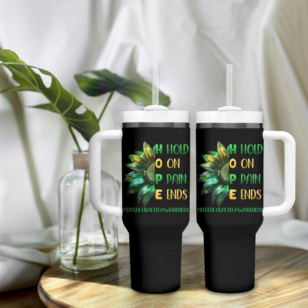 Mental Health Tumbler With Handle HOPE Hold On Pain Ends Suicide Prevention