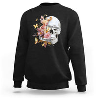 Mental Health Sweatshirt Good Energy Is Contagious Skull Flowers - Wonder Print Shop