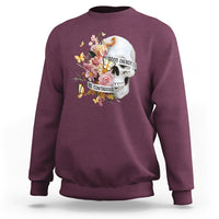 Mental Health Sweatshirt Good Energy Is Contagious Skull Flowers - Wonder Print Shop