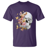 Mental Health T Shirt Good Energy Is Contagious Skull Flowers - Wonder Print Shop