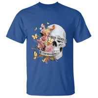 Mental Health T Shirt Good Energy Is Contagious Skull Flowers - Wonder Print Shop