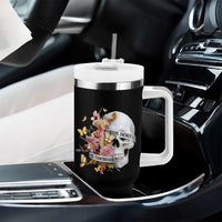 Mental Health Tumbler With Handle Good Energy Is Contagious Skull Flowers