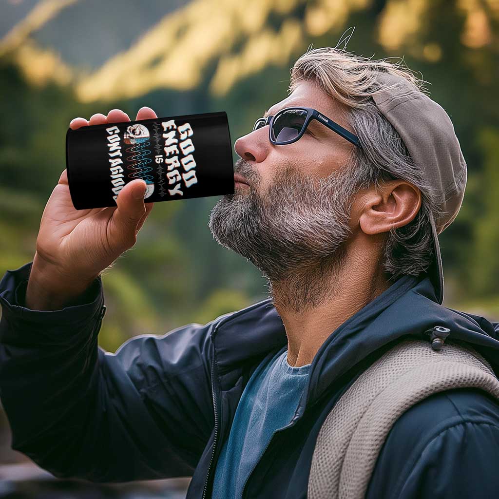 Mental Health 4 in 1 Can Cooler Tumbler Good Energy Is Contagious Skull