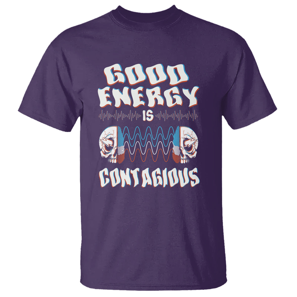 Mental Health T Shirt Good Energy Is Contagious Skull - Wonder Print Shop