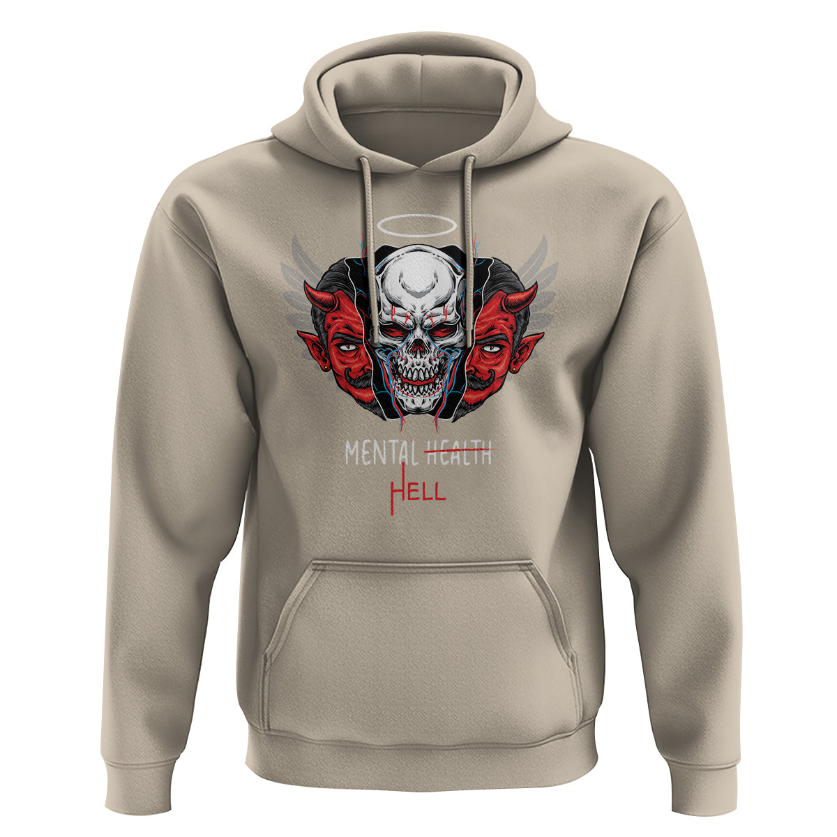 Mental Health Hell Satan Skull Hoodie - Wonder Print Shop
