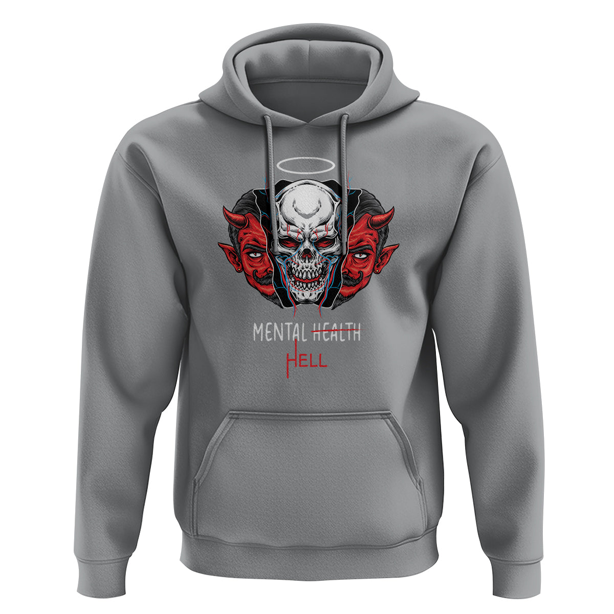 Mental Health Hell Satan Skull Hoodie - Wonder Print Shop