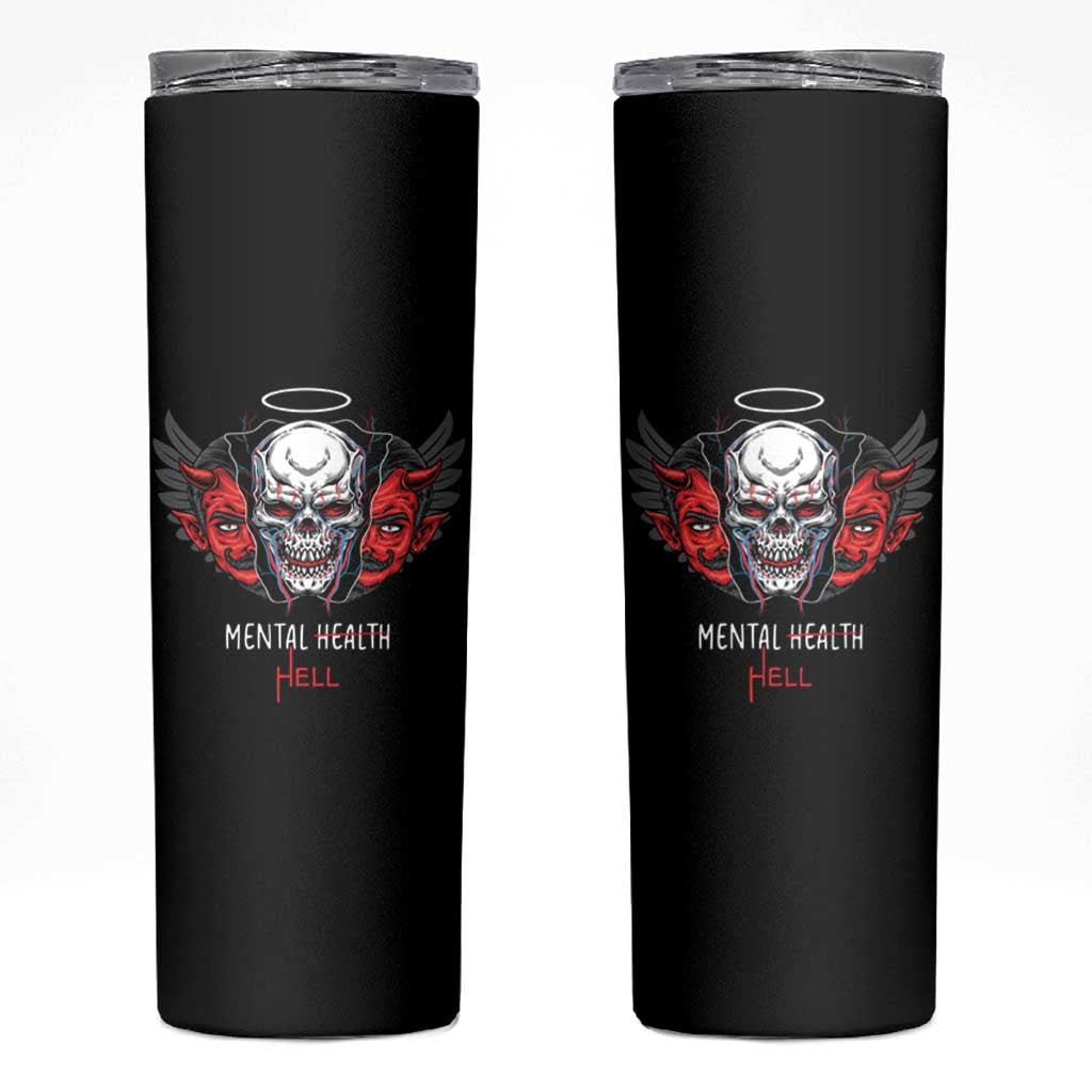 Mental Health Hell Satan Skull Skinny Tumbler
