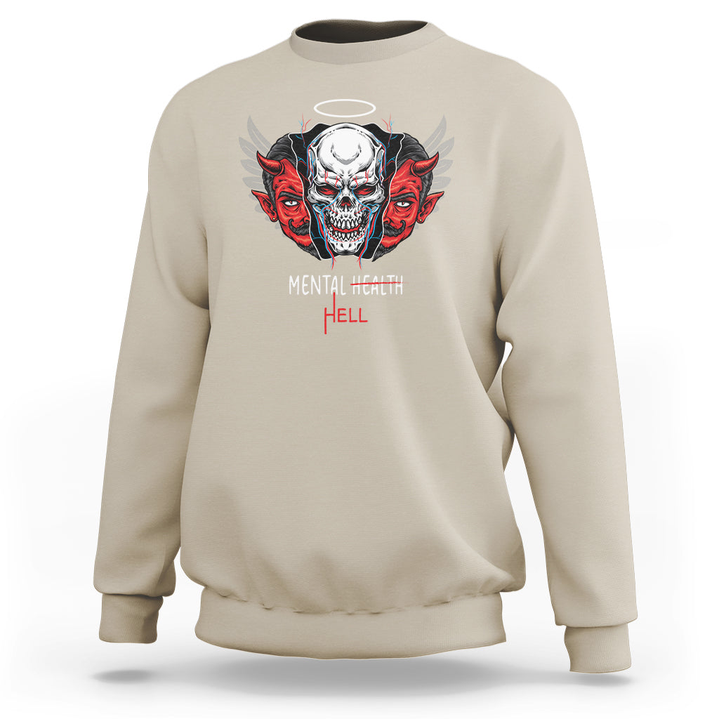 Mental Health Hell Satan Skull Sweatshirt - Wonder Print Shop