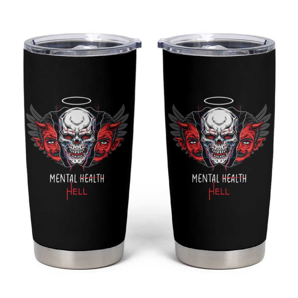 Mental Health Hell Satan Skull Tumbler Cup