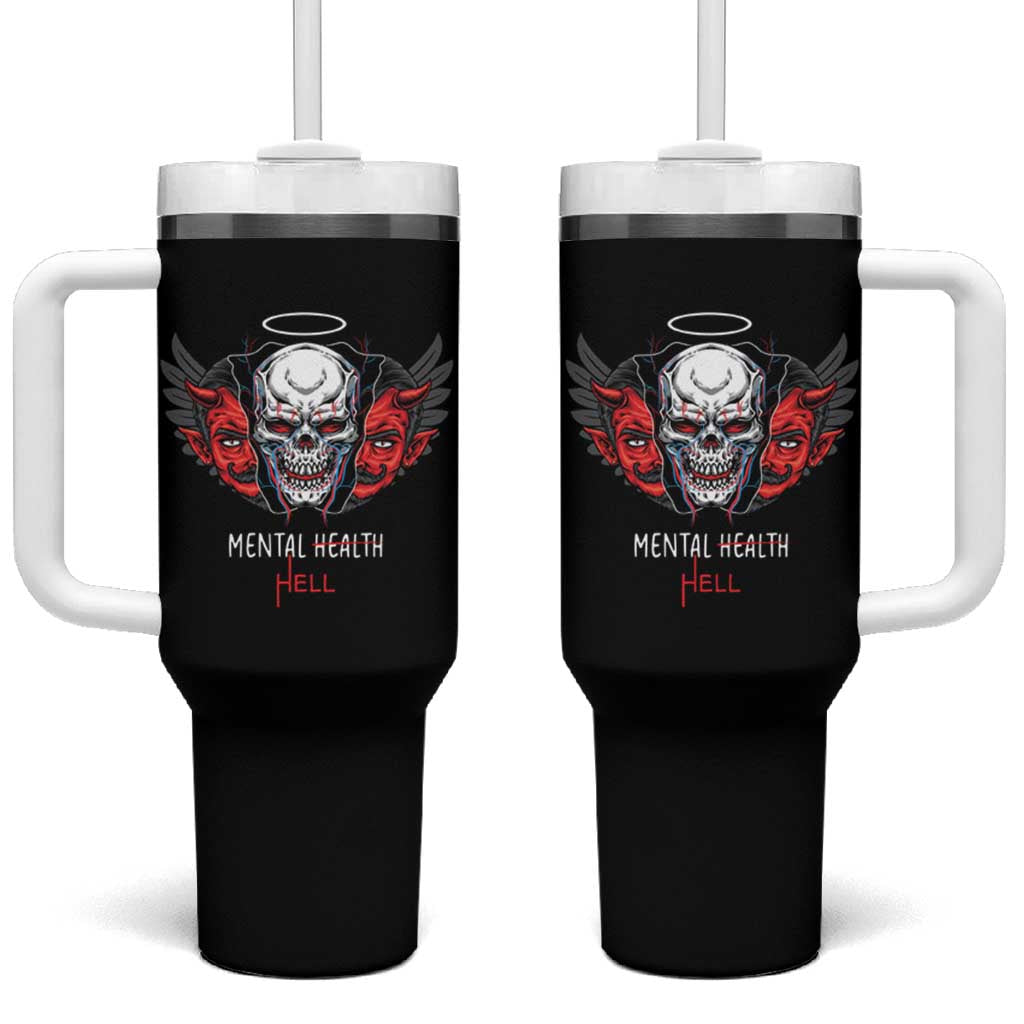 Mental Health Hell Satan Skull Tumbler With Handle