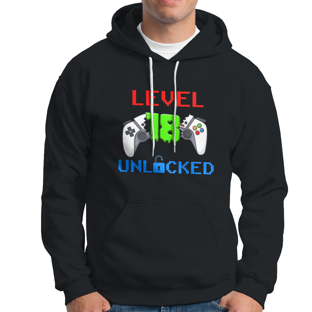 Gamer Birthday Hoodie Day Of Birth Level 18 Unlocked Video Game - Wonder Print Shop
