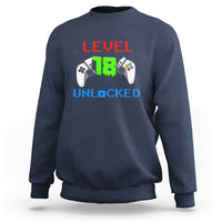 Gamer Birthday Sweatshirt Day Of Birth Level 18 Unlocked Video Game - Wonder Print Shop