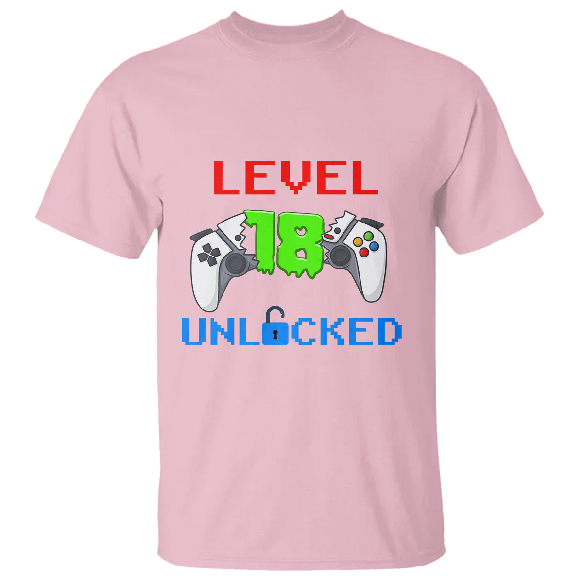 Gamer Birthday T Shirt Day Of Birth Level 18 Unlocked Video Game - Wonder Print Shop