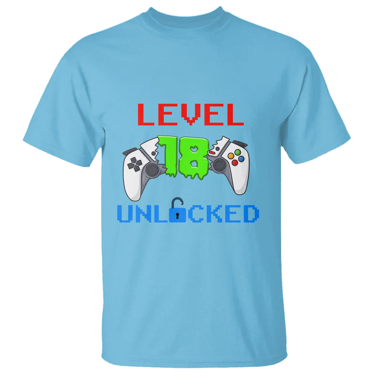 Gamer Birthday T Shirt Day Of Birth Level 18 Unlocked Video Game - Wonder Print Shop