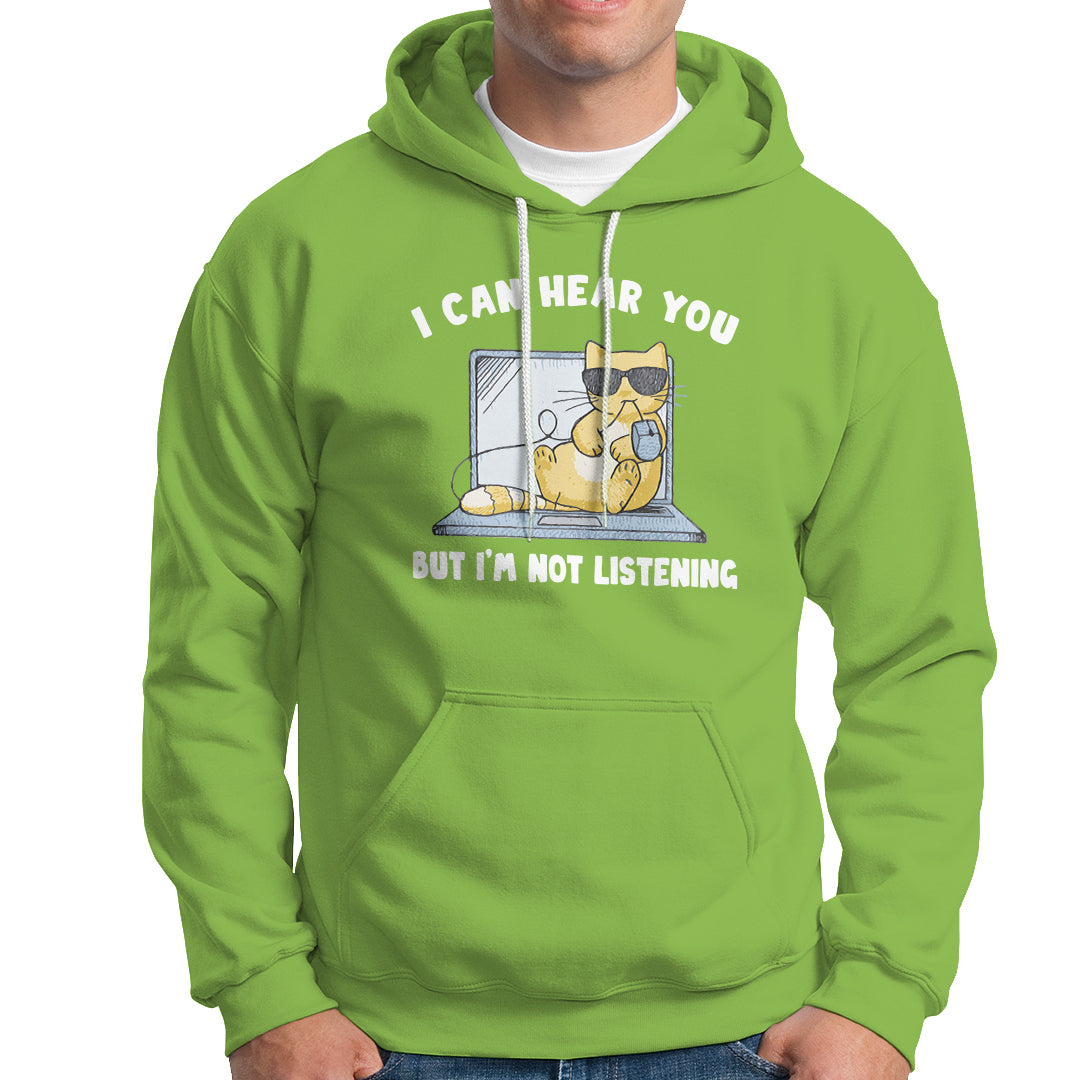 Cat Lover Hoodie I Can Hear You But I'm Not Listening - Wonder Print Shop