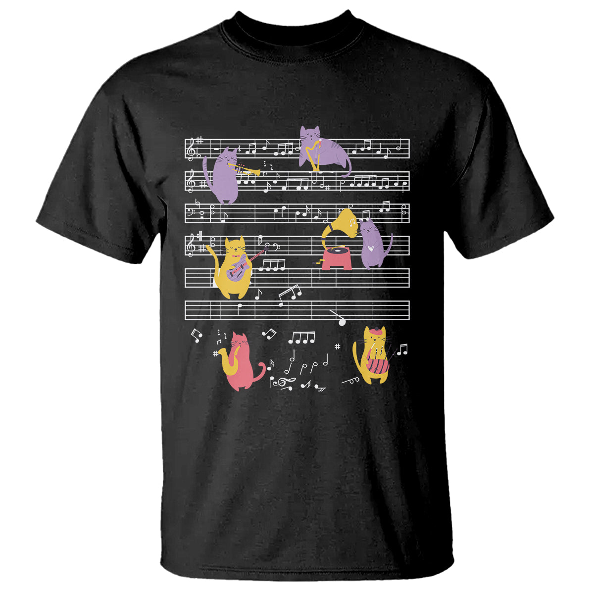 Cat Lover T Shirt Cat Playing Musical Instrument - Wonder Print Shop