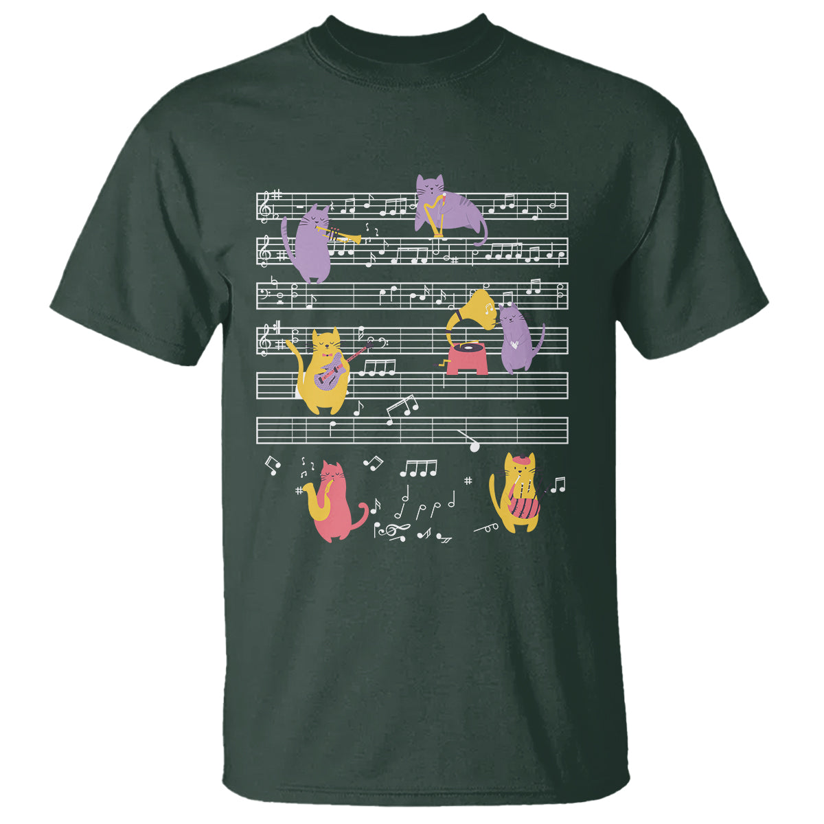 Cat Lover T Shirt Cat Playing Musical Instrument - Wonder Print Shop