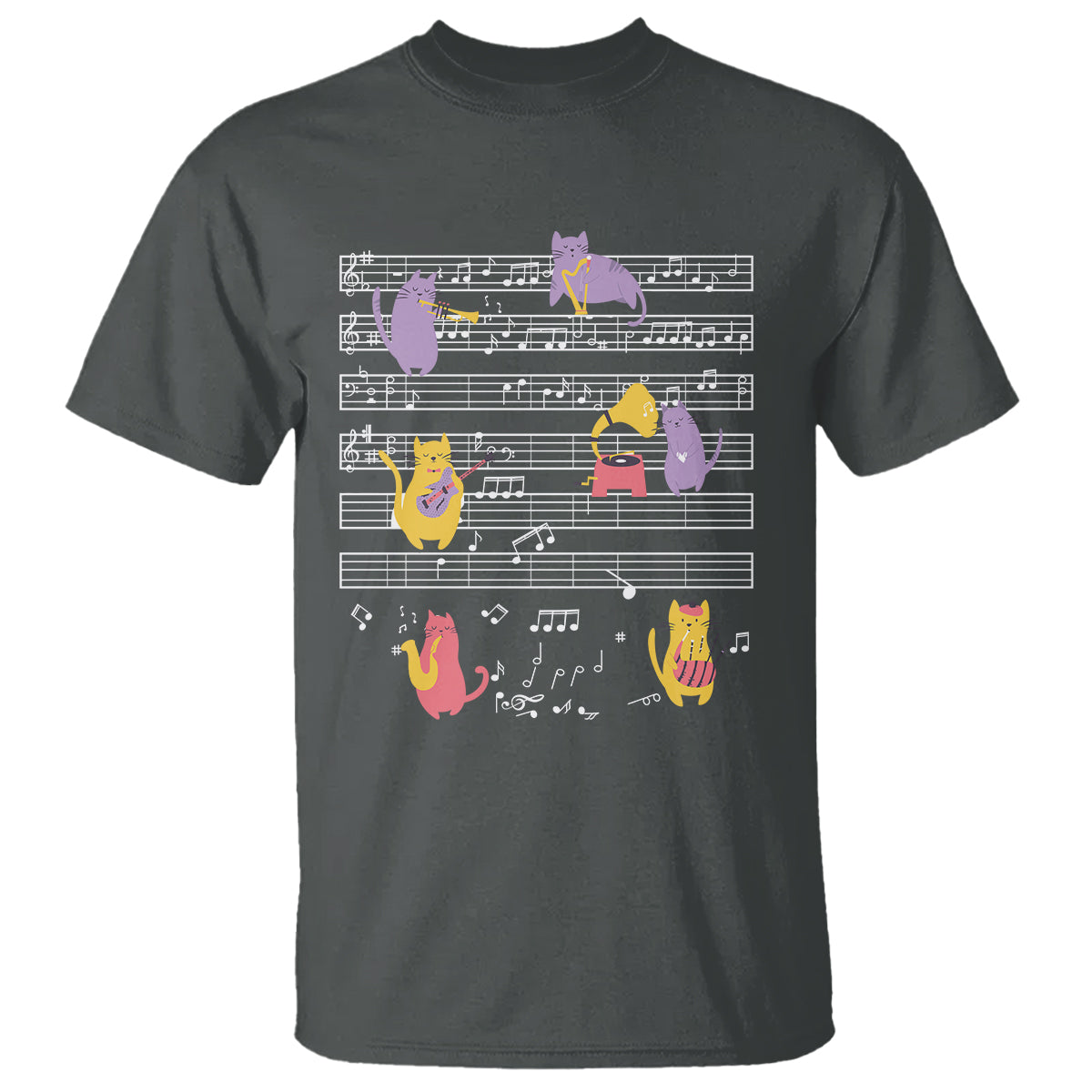 Cat Lover T Shirt Cat Playing Musical Instrument - Wonder Print Shop