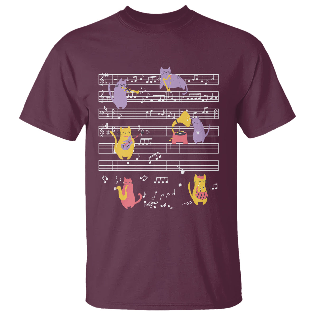 Cat Lover T Shirt Cat Playing Musical Instrument - Wonder Print Shop