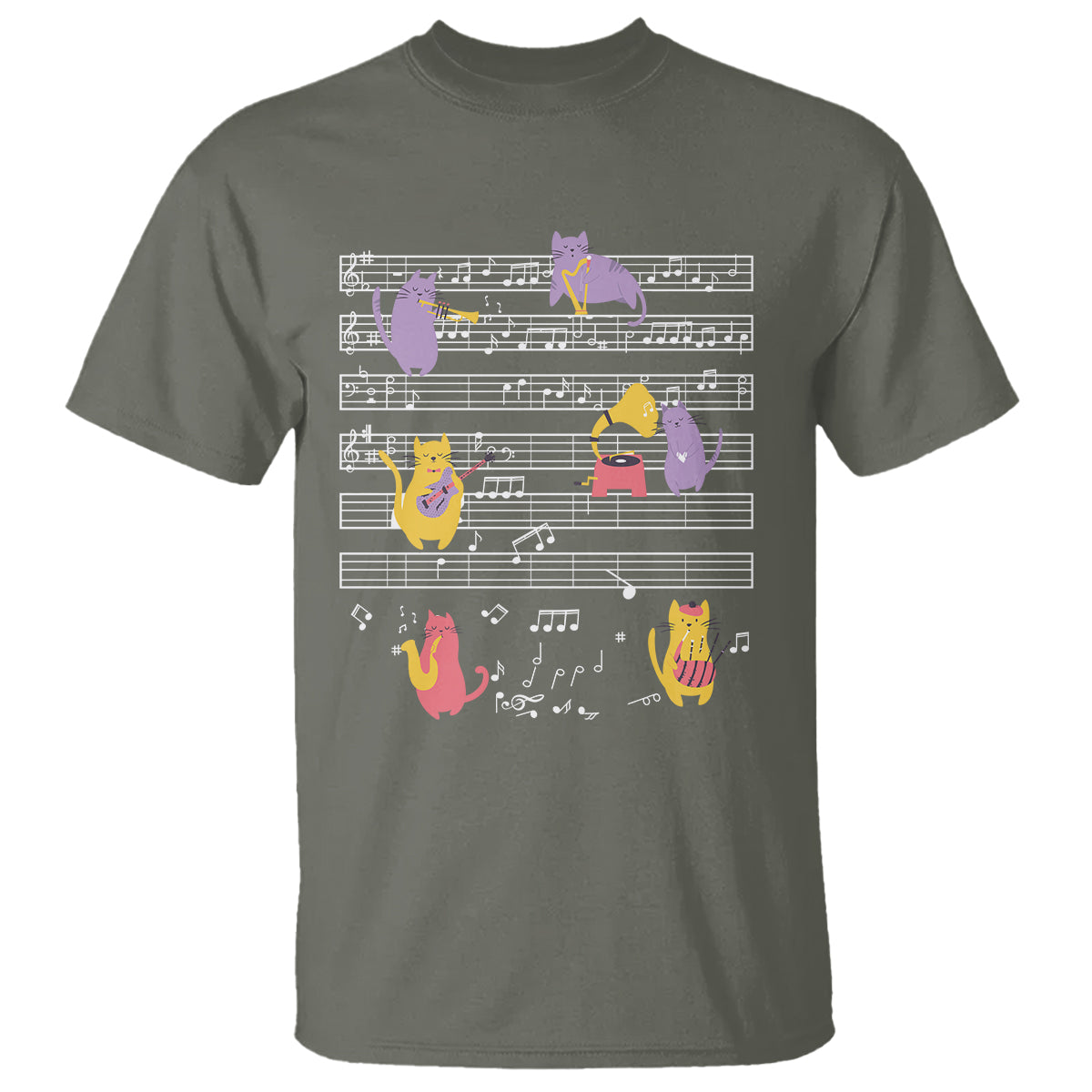 Cat Lover T Shirt Cat Playing Musical Instrument - Wonder Print Shop
