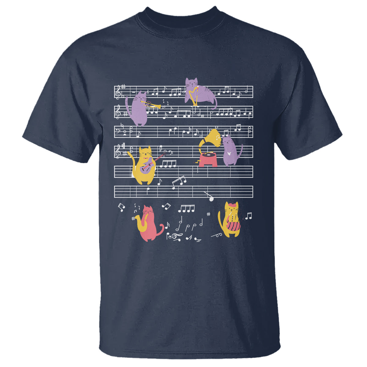 Cat Lover T Shirt Cat Playing Musical Instrument - Wonder Print Shop