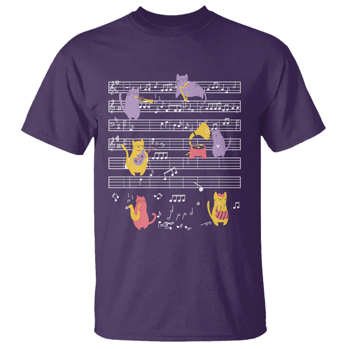 Cat Lover T Shirt Cat Playing Musical Instrument - Wonder Print Shop