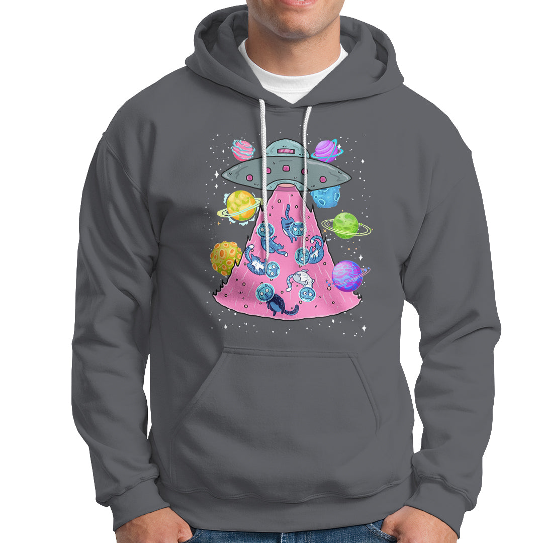 Cat Lover Hoodie UFO Catches Cat Into Space - Wonder Print Shop