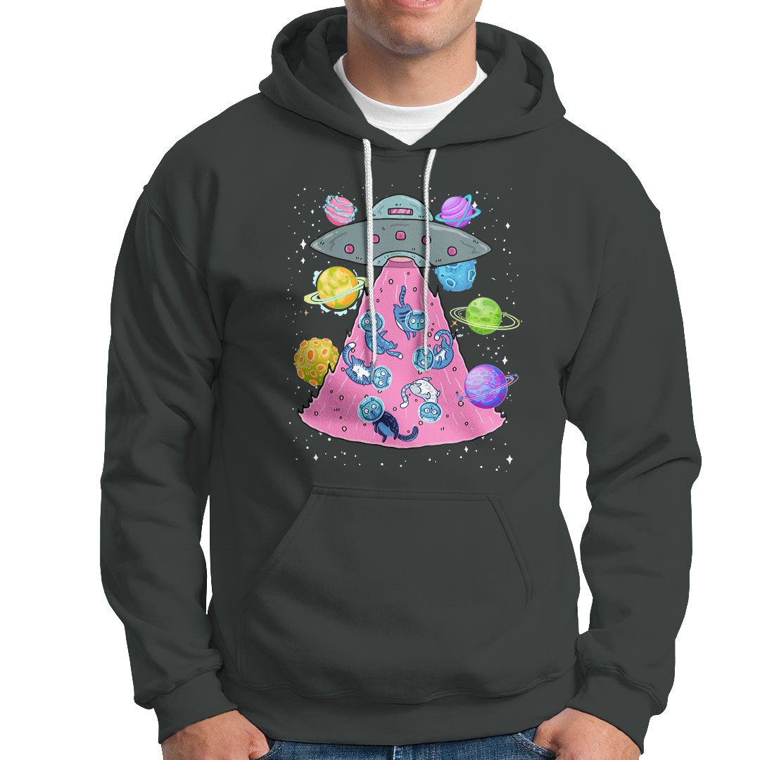 Cat Lover Hoodie UFO Catches Cat Into Space - Wonder Print Shop