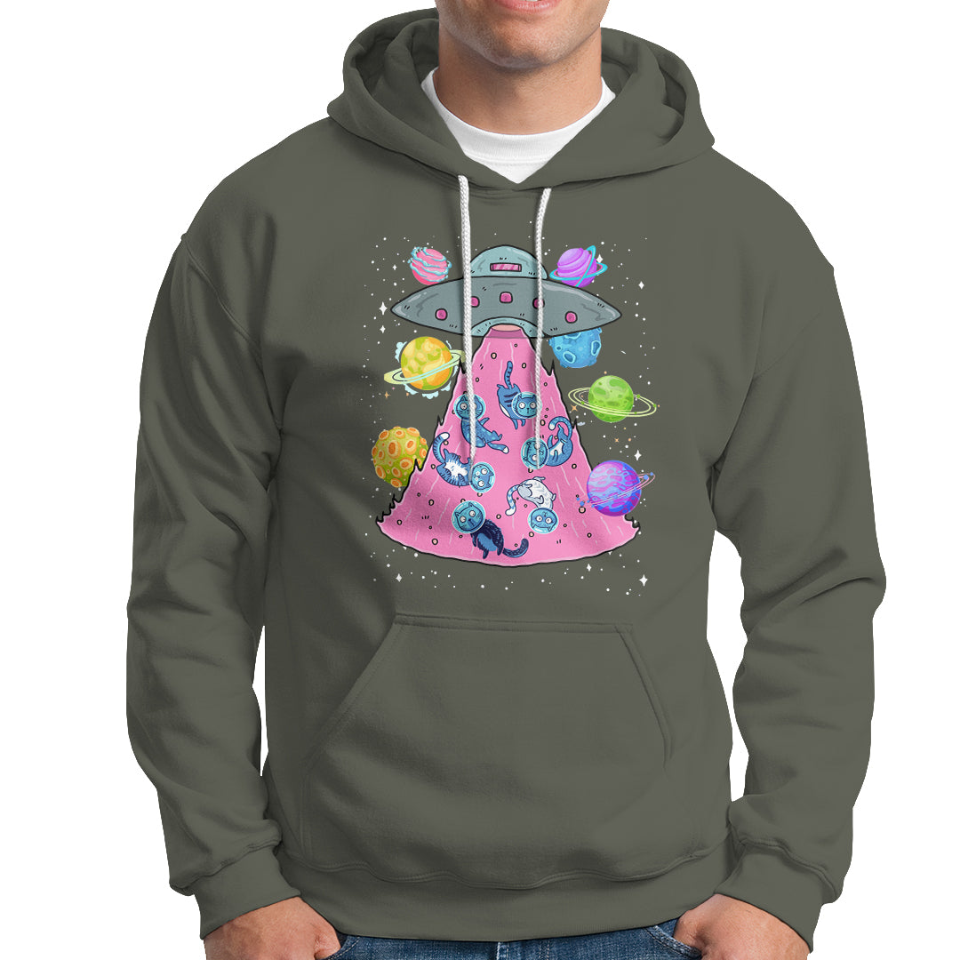 Cat Lover Hoodie UFO Catches Cat Into Space - Wonder Print Shop