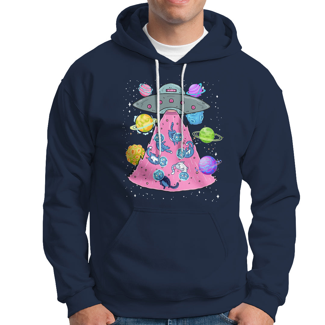 Cat Lover Hoodie UFO Catches Cat Into Space - Wonder Print Shop