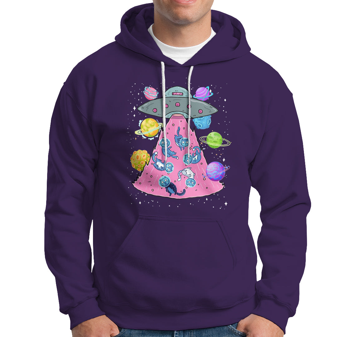 Cat Lover Hoodie UFO Catches Cat Into Space - Wonder Print Shop