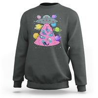 Cat Lover Sweatshirt UFO Catches Cat Into Space - Wonder Print Shop