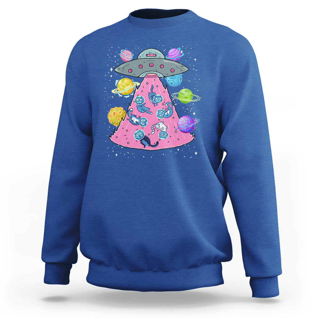 Cat Lover Sweatshirt UFO Catches Cat Into Space - Wonder Print Shop