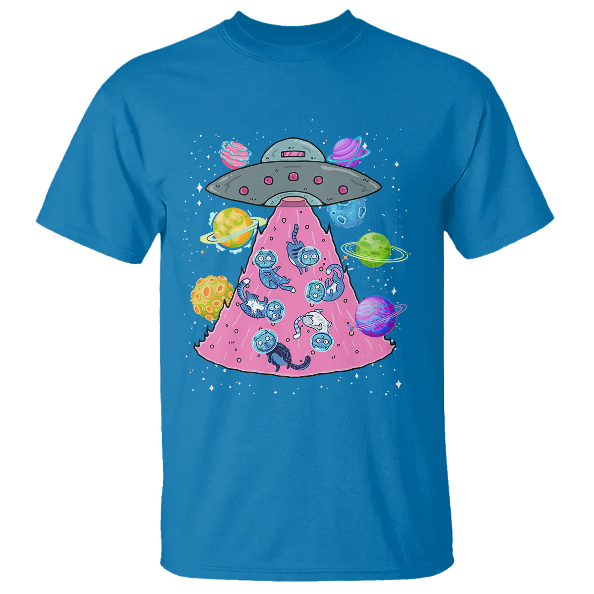 Cat Lover T Shirt UFO Catches Cat Into Space - Wonder Print Shop
